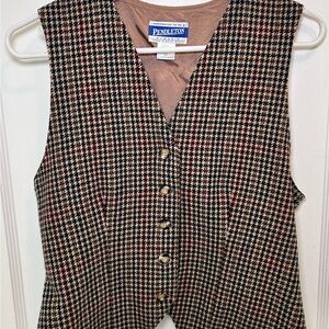 Pendleton Vintage Houndstooth 100% Wool Button Up Vest Women’s Size 10